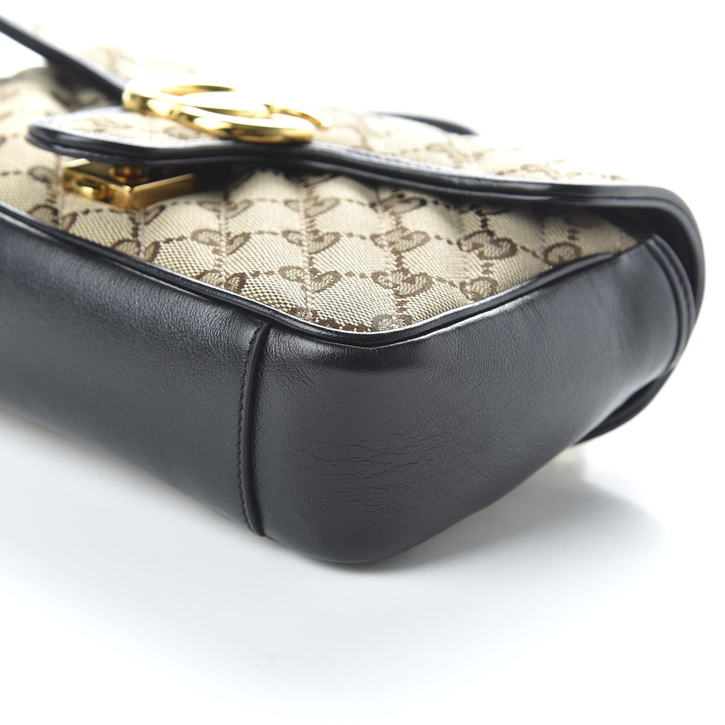 Monogram Matelasse Diagonal Mini GG Marmont Shoulder Bag Beige Black