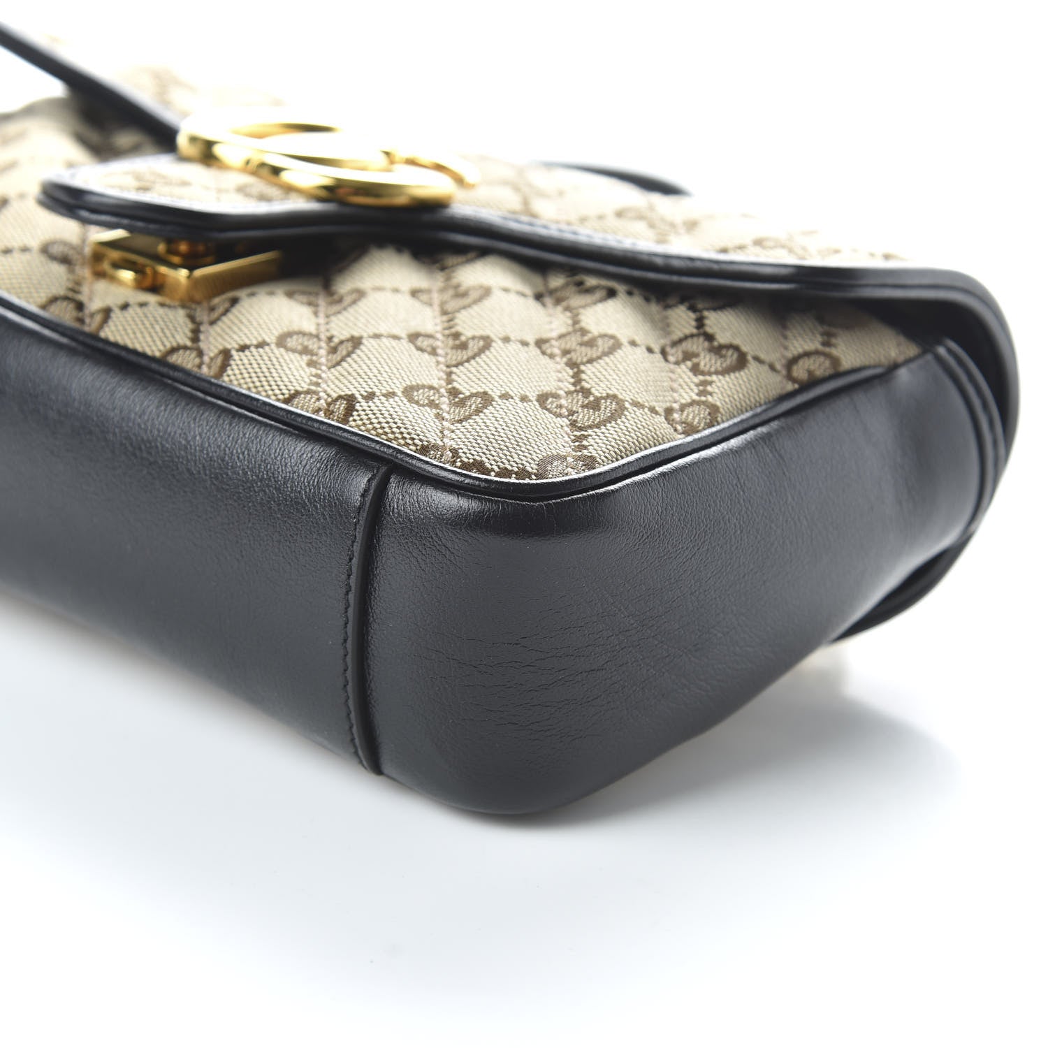 Gucci Monogram Matelasse Diagonal Mini GG Marmont Shoulder Bag Beige Black 7 of 10