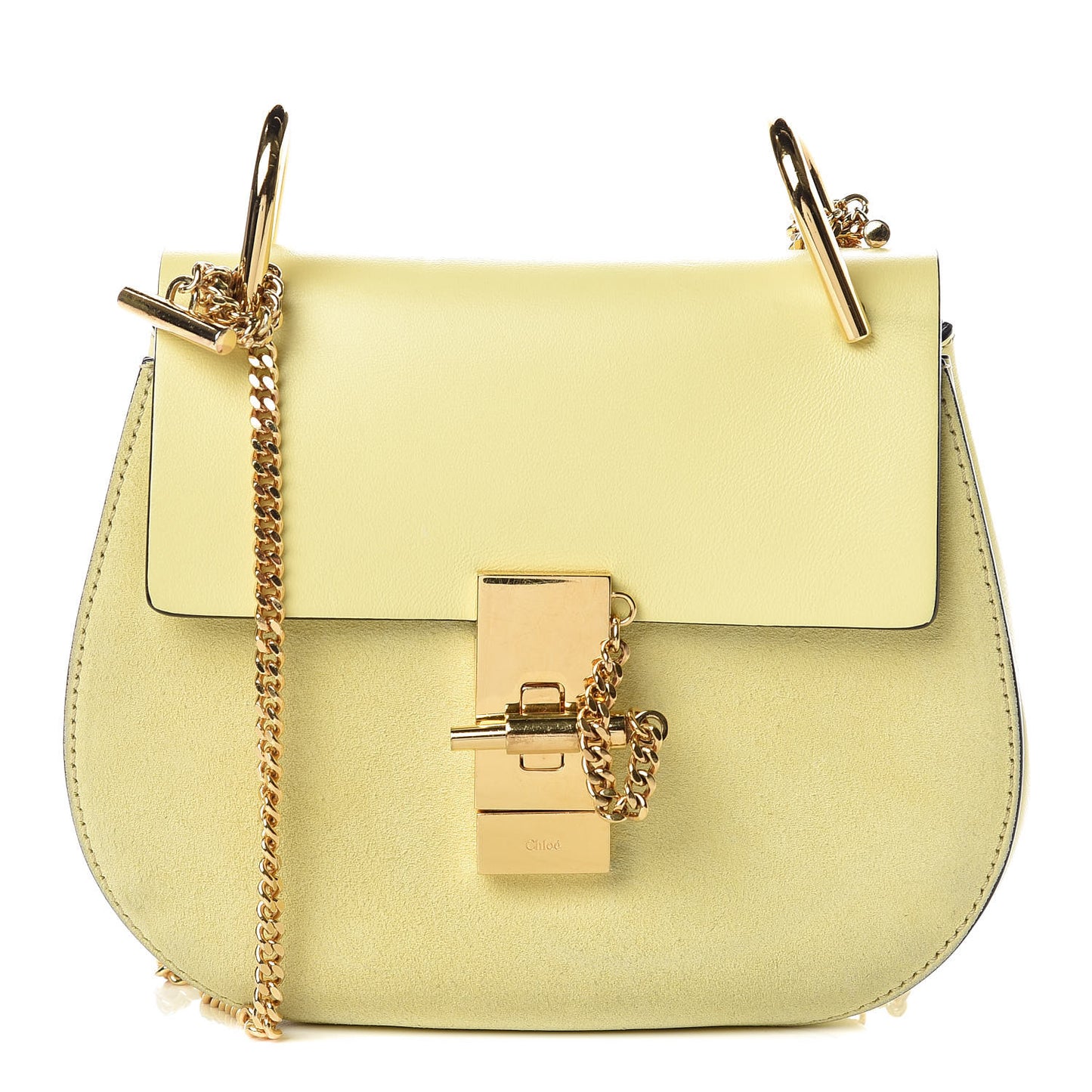 Suede Smooth Calfskin Mini Drew Shoulder Bag Lemonade