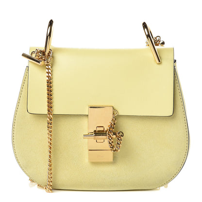Chloe Suede Smooth Calfskin Mini Drew Shoulder Bag Lemonade 1 of 10