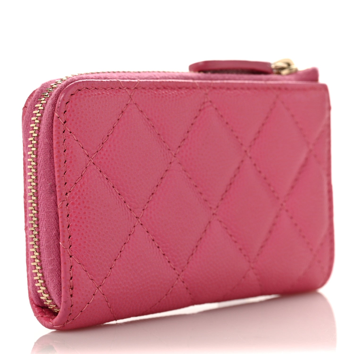Chanel Caviar Quilted Zipped Key Holder Case Pink 3 of 9