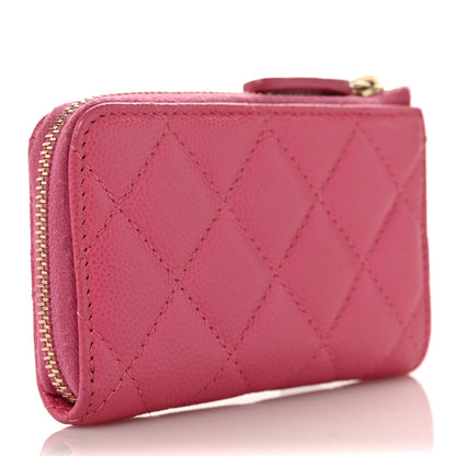 Chanel Caviar Quilted Zipped Key Holder Case Pink 3 of 9