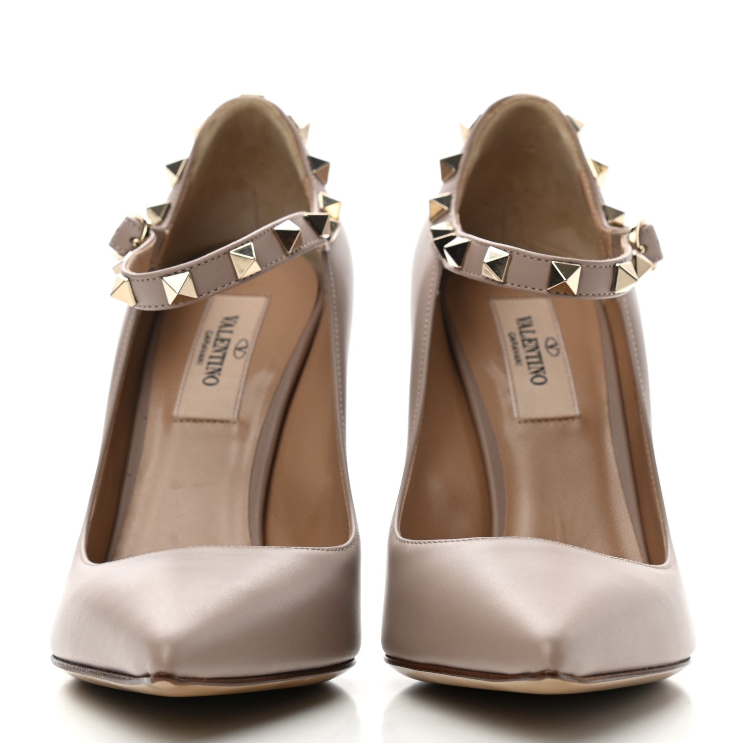 Valentino Garavani Calfskin Rockstud Front Strap Pumps 36 Poudre 2 of 9