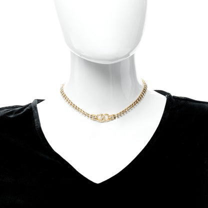Chanel Crystal Pearl CC Choker Necklace Gold 2 of 6