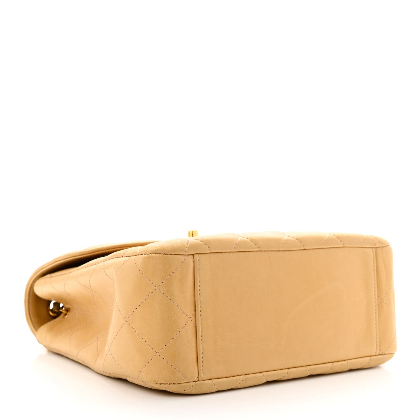 Lambskin Quilted Flap Shoulder Bag Beige