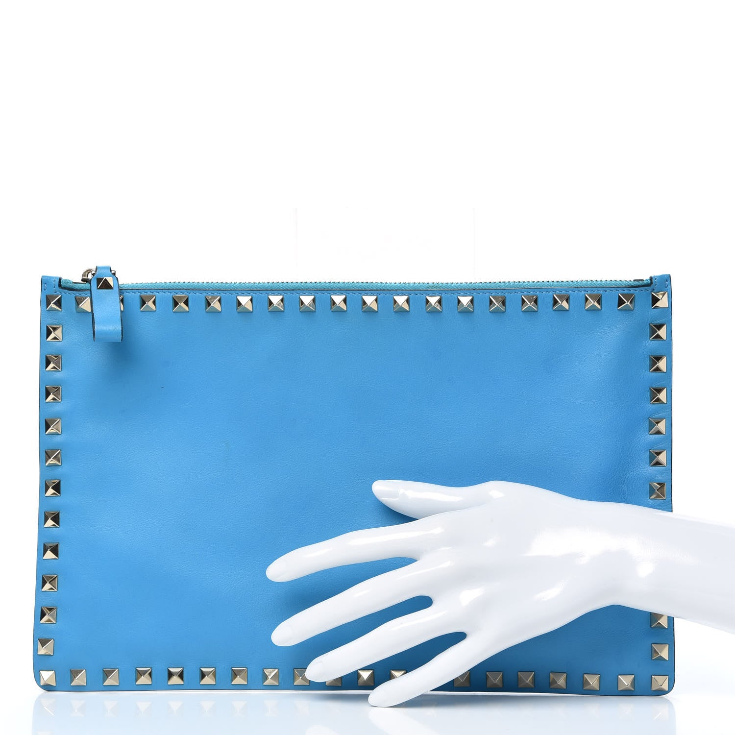 Valentino Garavani Vitello Large Rockstud Zip Pouch Parrot 2 of 8