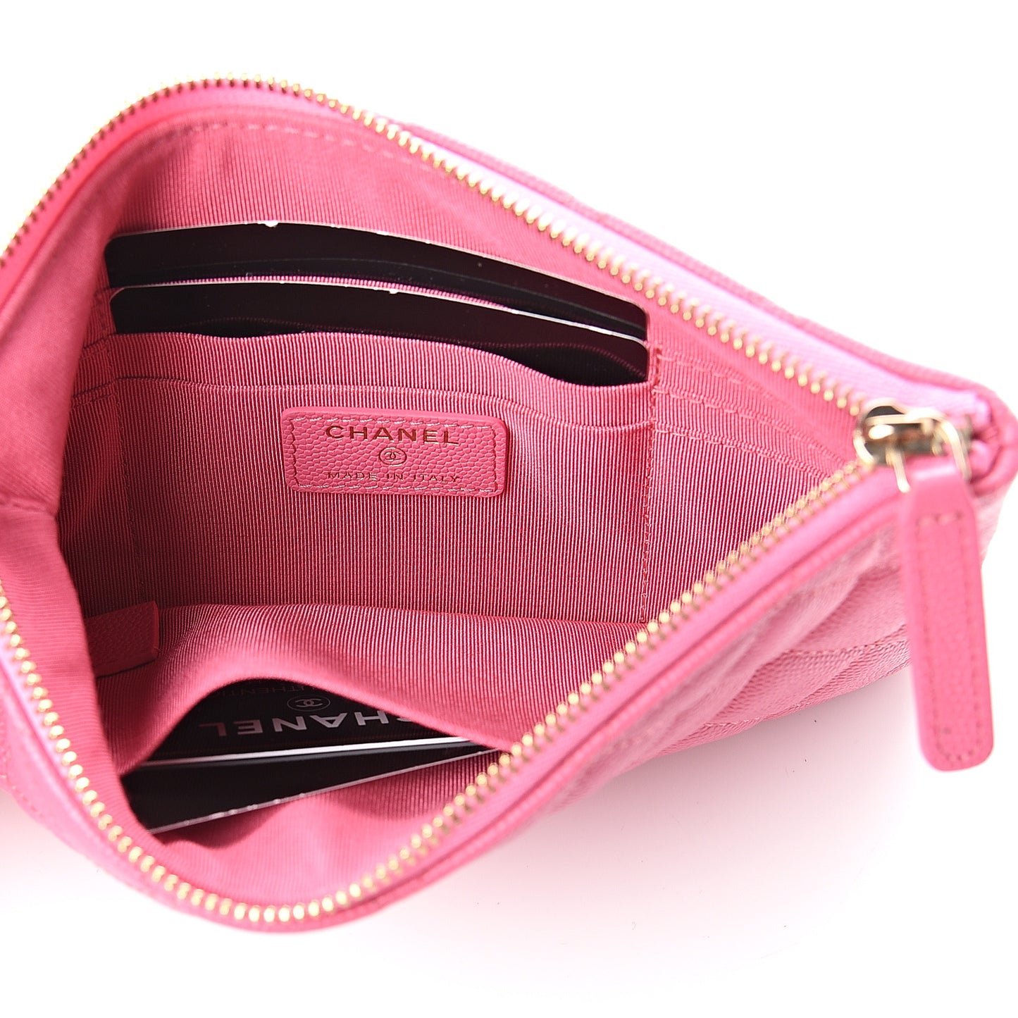 Caviar Quilted Small Pouch Pink