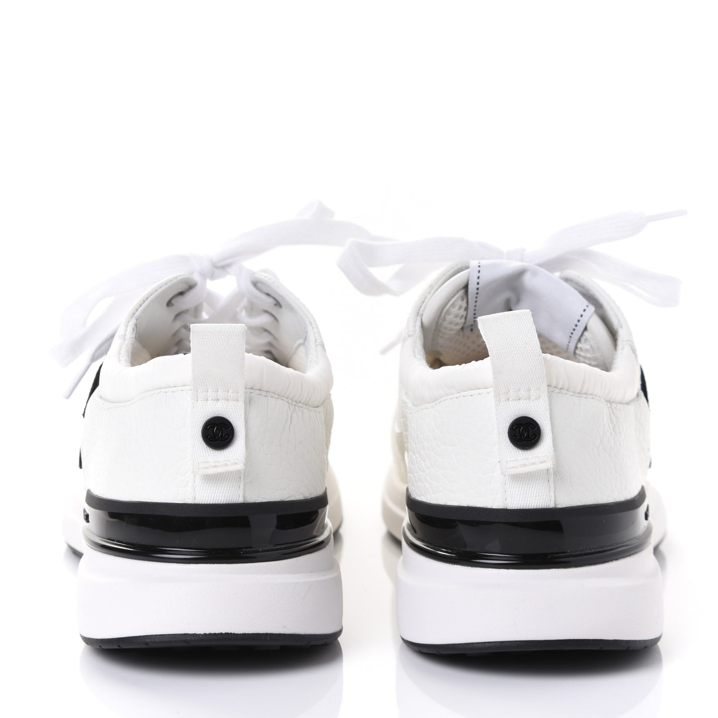 Calfskin Mesh Lycra Suede Womens Logo Sneakers 37.5 White