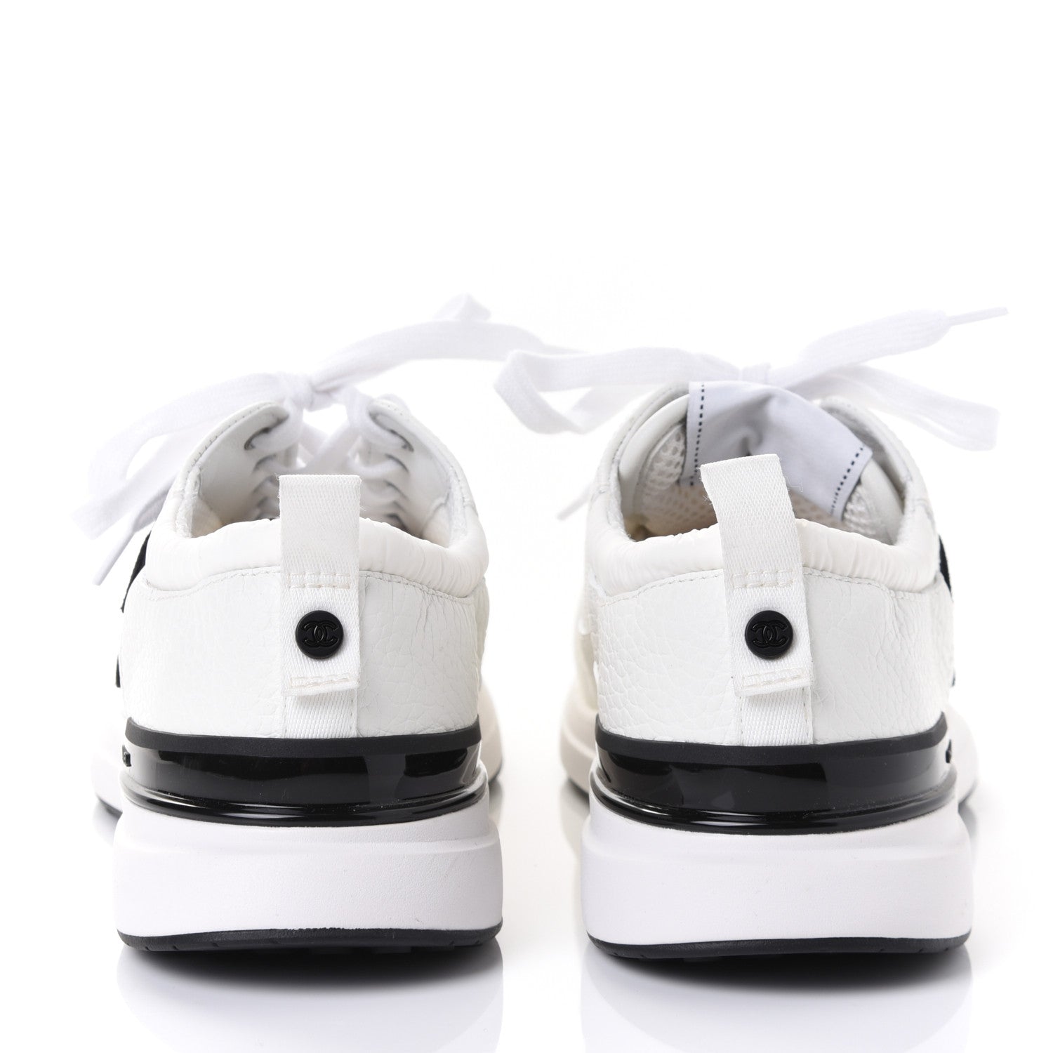 Chanel Calfskin Mesh Lycra Suede Womens Logo Sneakers 37.5 White 11 of 20