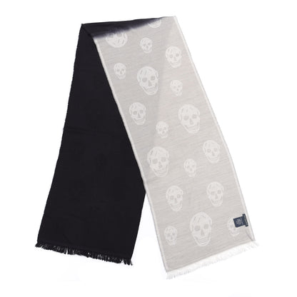 Alexander McQueen Wool Skull Ombre Scarf Grey Black White 2 of 3