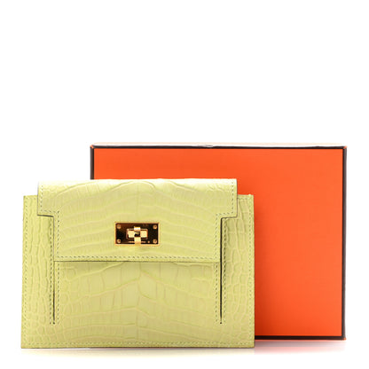 Hermes Matte Alligator Kelly Pocket Compact Wallet Jaune Bourgeon 10 of 10