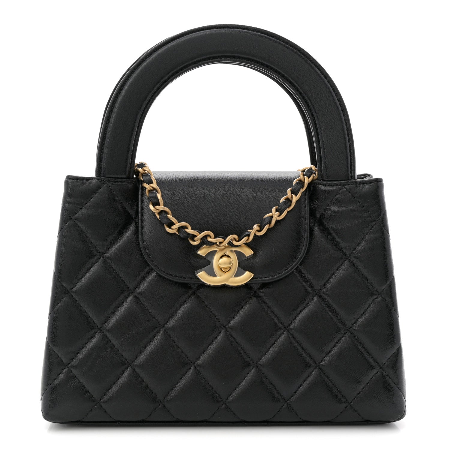 Chanel Shiny Aged Calfskin Quilted Nano Kelly Shopper Black 1 of 11