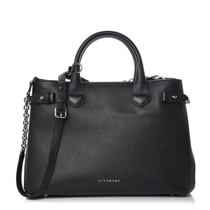 Burberry Smooth Calfskin Medium Chain Banner Tote Black 1 of 9