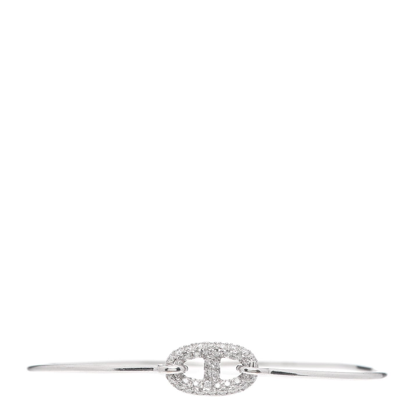 18K White Gold Diamond PM Ronde Chaine d'Ancre Bracelet SH