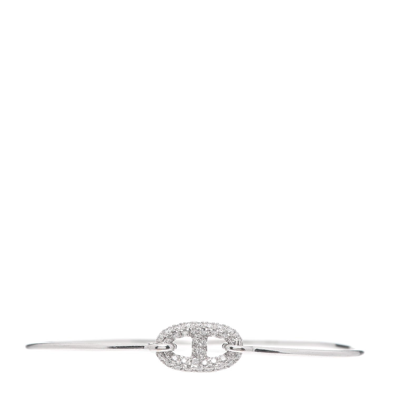 Hermes 18K White Gold Diamond PM Ronde Chaine d'Ancre Bracelet SH 1 of 6