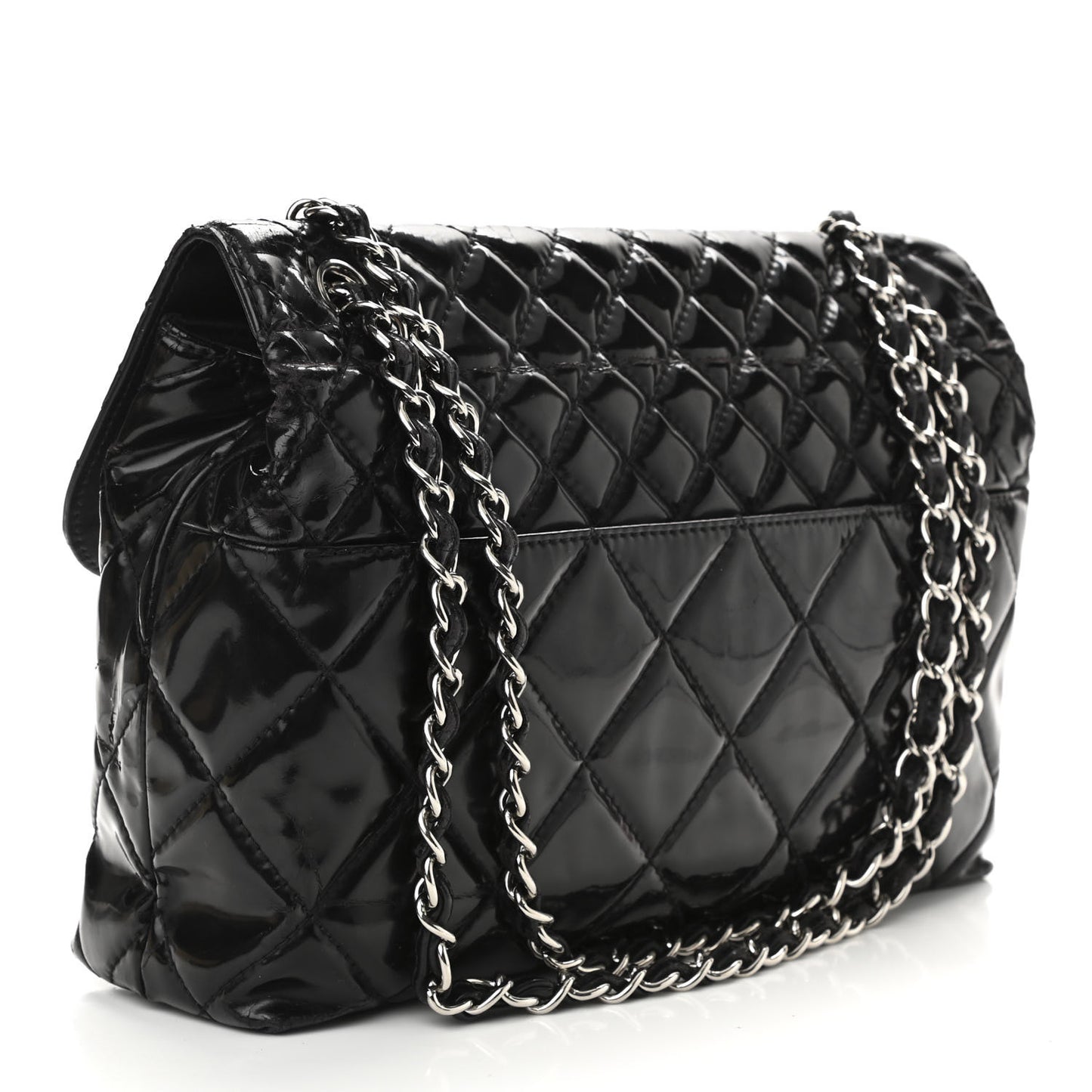 Vinyl Quilted In the Business Flap Bag Black