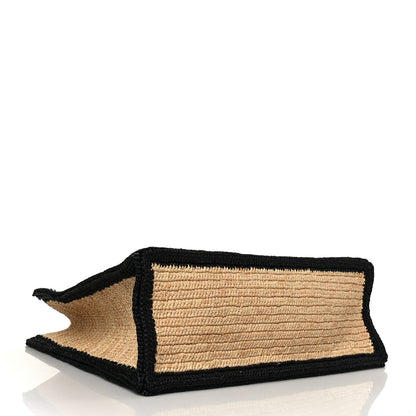 Saint Laurent Raffia Calfskin Rive Gauche Tote Naturale Black 4 of 9