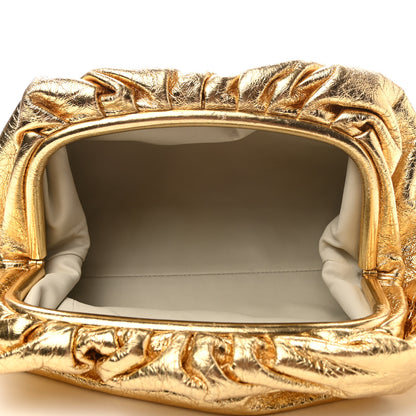 Bottega Veneta Metallic Crinkled Lambskin The Pouch Oversized Clutch Oro 5 of 6
