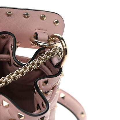 Valentino Garavani Lambskin Mini Rockstud Spike Bucket Bag Water Rose 12 of 12