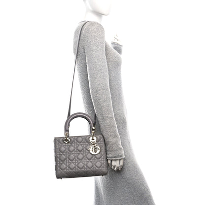 Christian Dior Lambskin Cannage Medium Lady Dior Grey 2 of 10