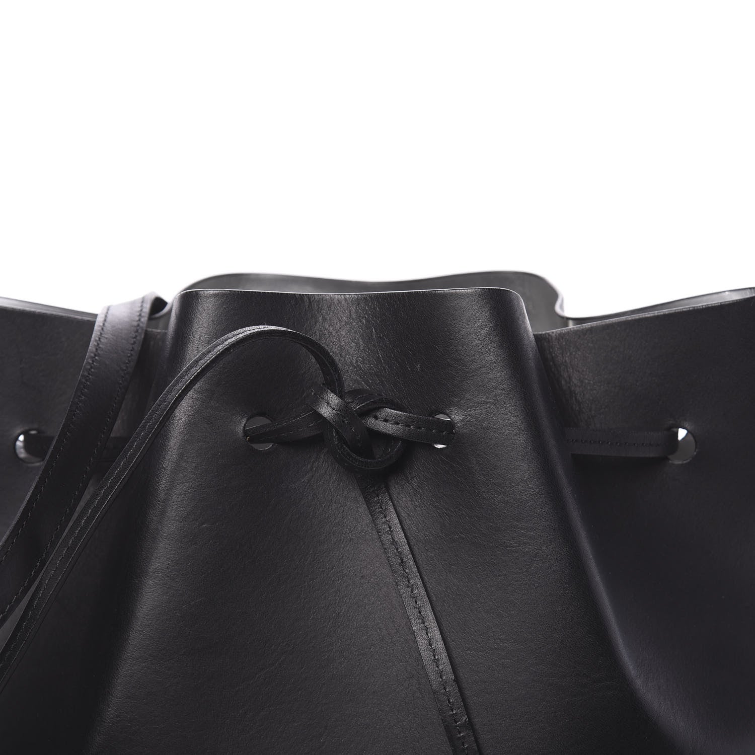 Mansur Gavriel Vegetable Tanned Calfskin Bucket Bag Black Argento 12 of 14