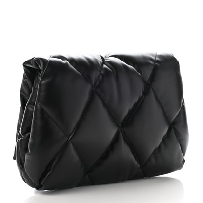 Balenciaga Nappa Calfskin Quilted Touch B Puffy Clutch Black 3 of 18