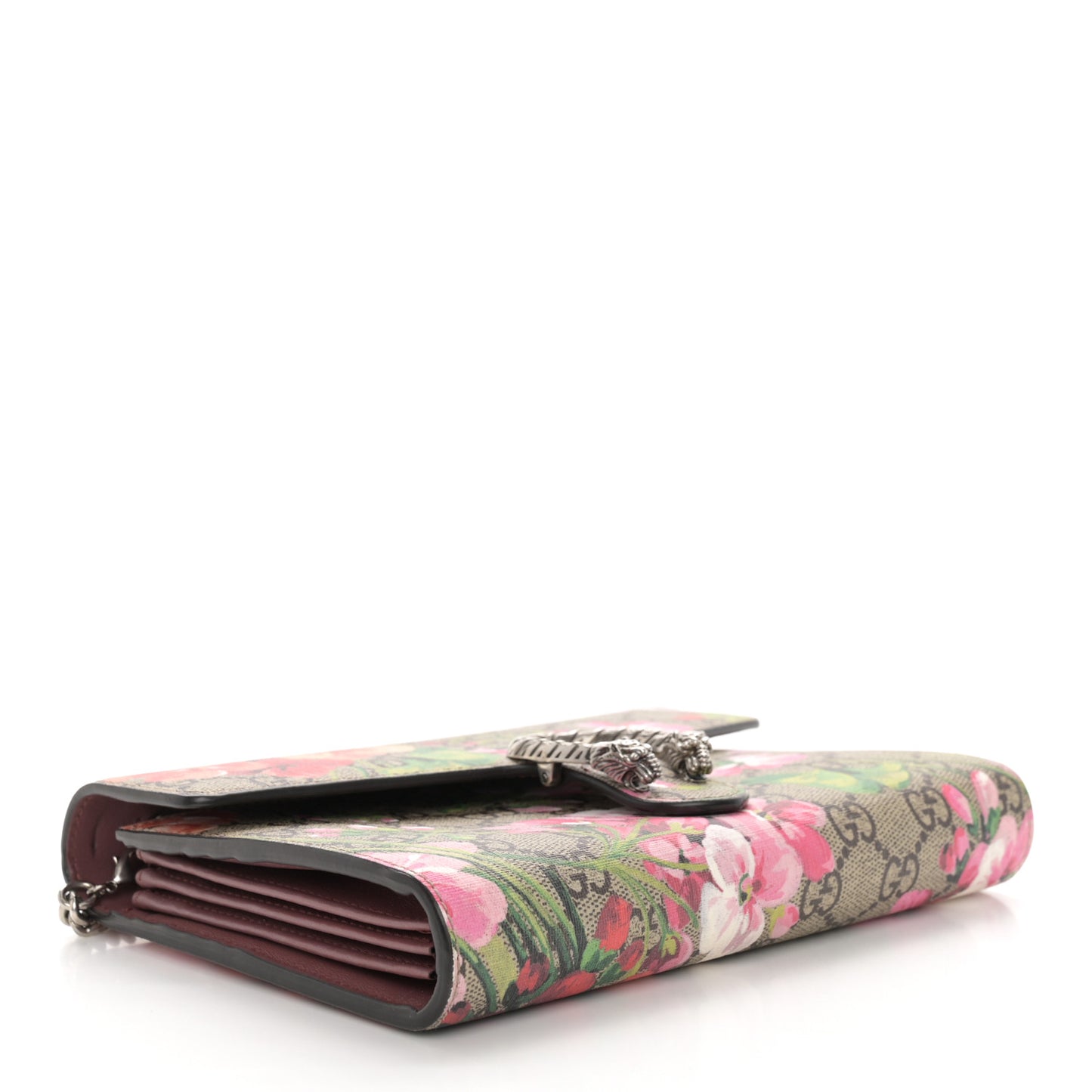 GG Supreme Monogram Blooms Mini Dionysus Chain Wallet Beige Multicolor Dry Rose