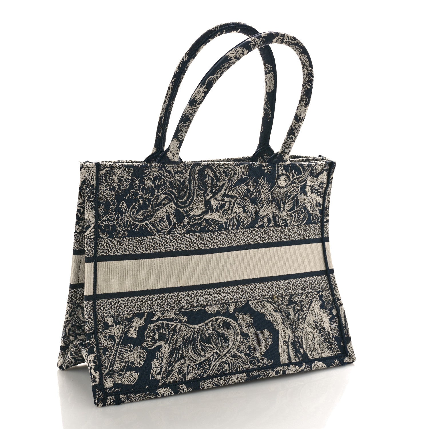 Christian Dior Canvas Embroidered Medium Toile De Jouy Reverse Book Tote Blue 2 of 10
