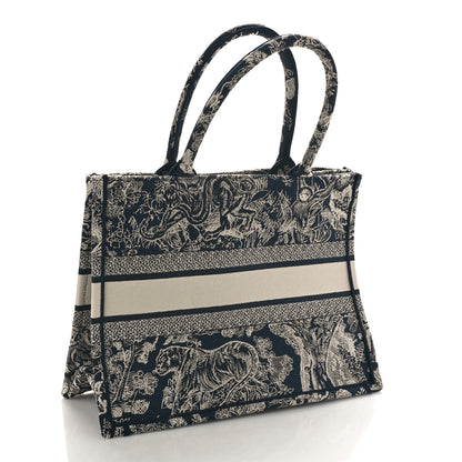 Christian Dior Canvas Embroidered Medium Toile De Jouy Reverse Book Tote Blue 2 of 10