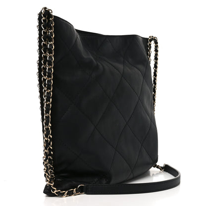 Chanel Calfskin Quilted Chain Flat Tote Black 3 of 10