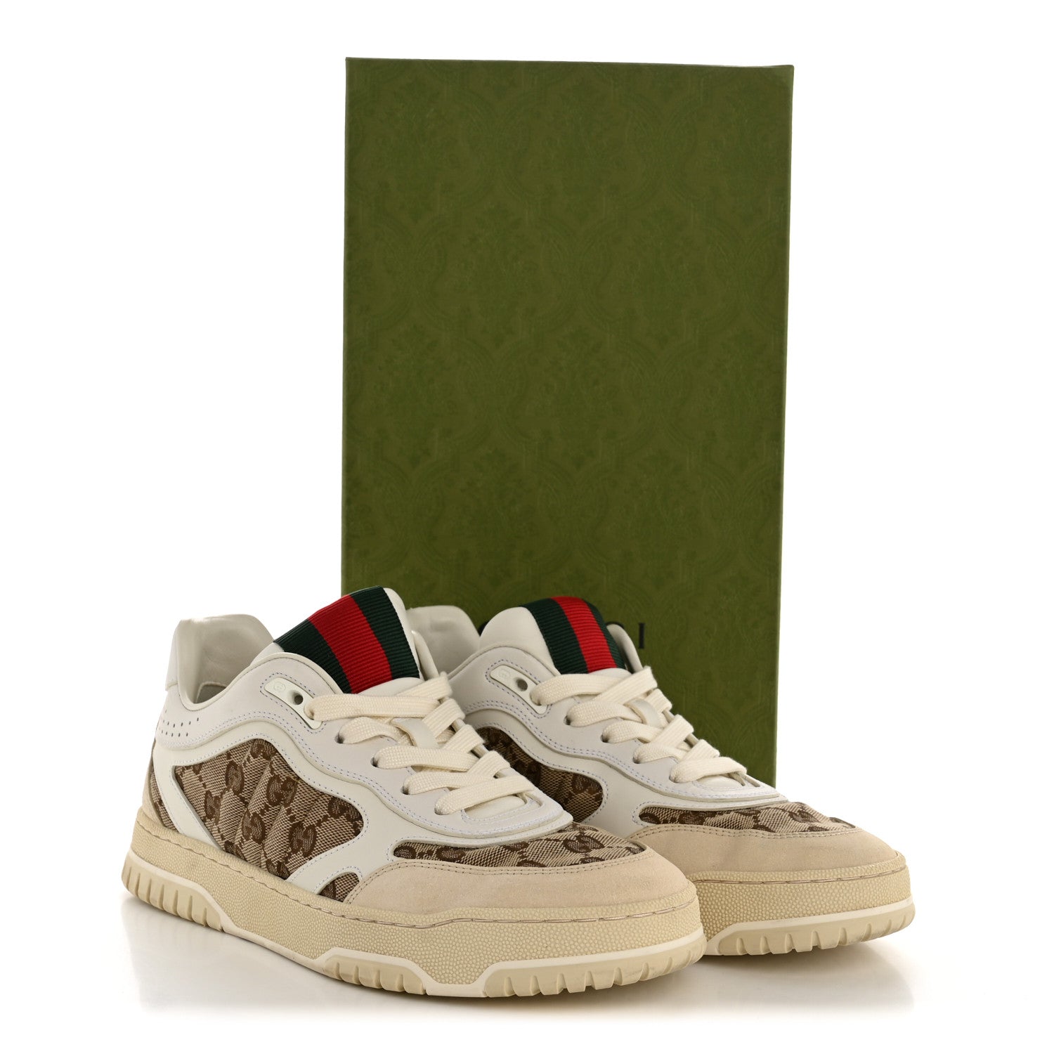 Gucci Calfskin GG Monogram Re-Web Womens Sneakers 39 White Beige Ebony 11 of 11
