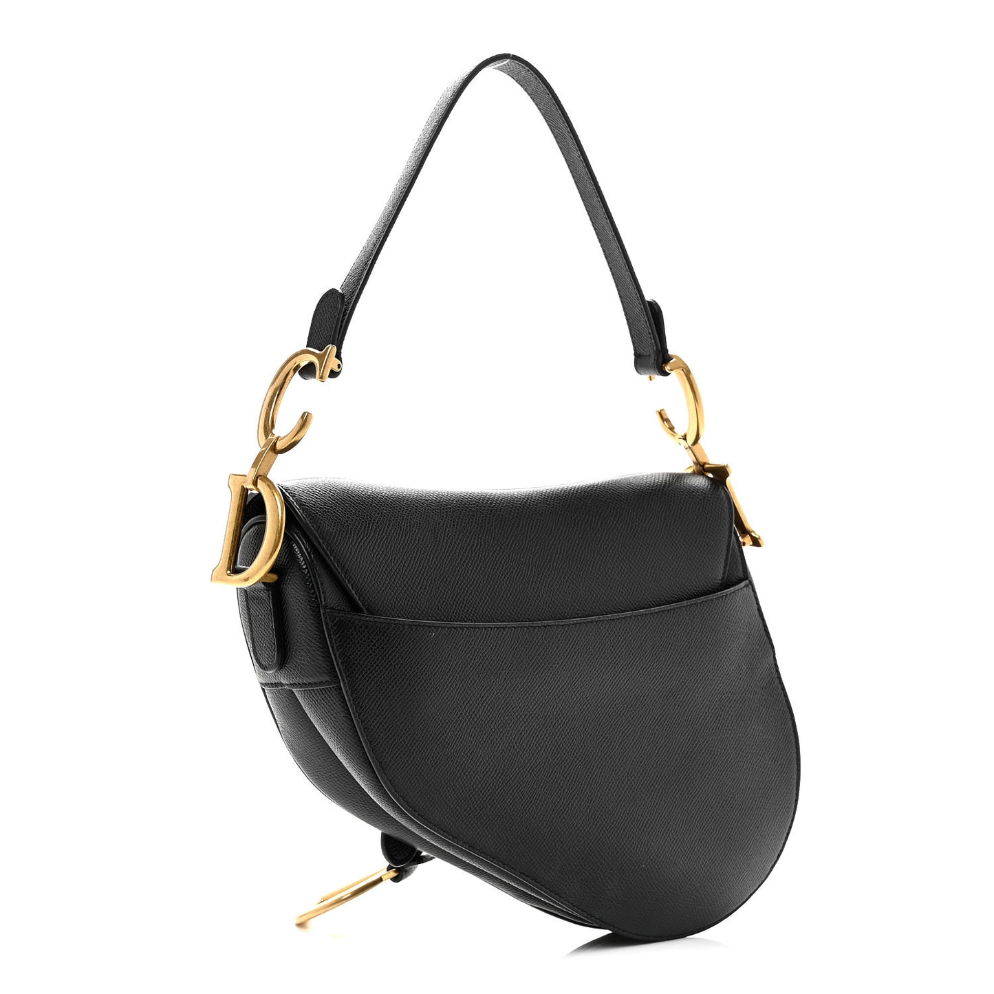 Grained Calfskin Saddle Bag Black