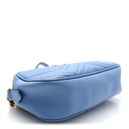 Gucci Calfskin Matelasse Small GG Marmont Chain Shoulder Bag Clear Sky Blue 4 of 11