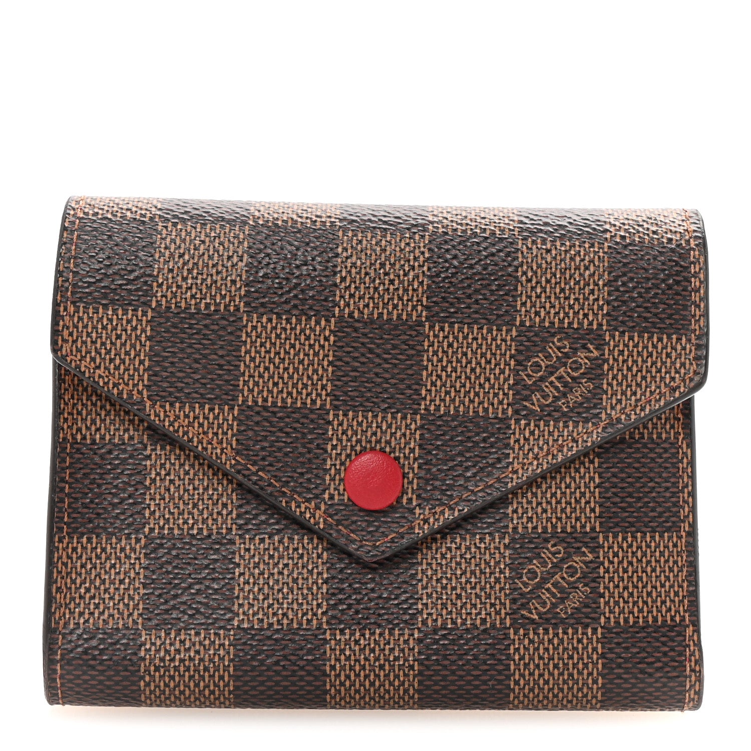 Louis Vuitton Damier Ebene Victorine Wallet Red 1 of 6