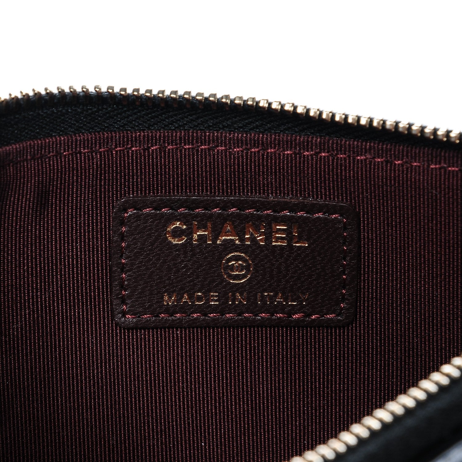 Chanel Calfskin Chevron Quilted Classic Zip Pouch Black 6 of 7