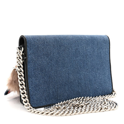 Miu Miu MIU MIU Denim Raccoon Fur Charm Crossbody Blue 4 of 11