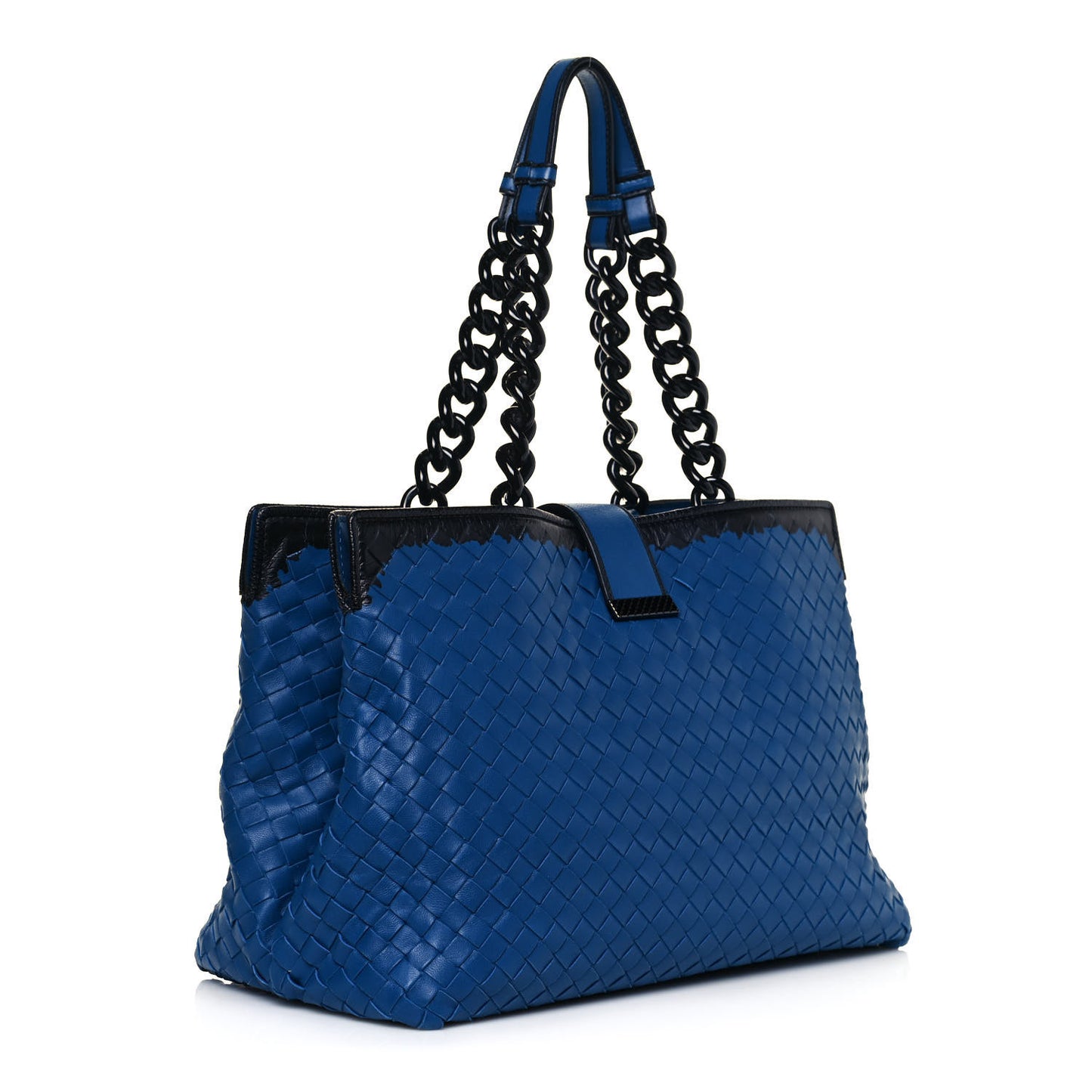 Nappa Intrecciato Karung Glass Tote Blue