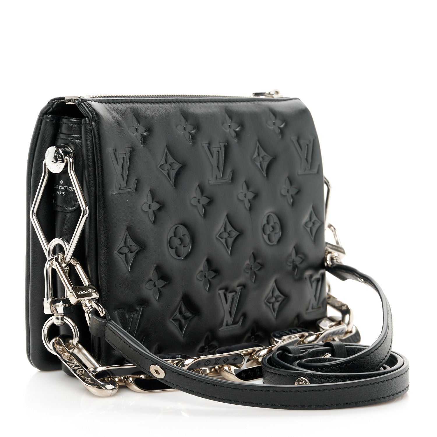 Louis Vuitton Lambskin Monogram Crystal Embossed Embellished Coussin BB Black 3 of 13