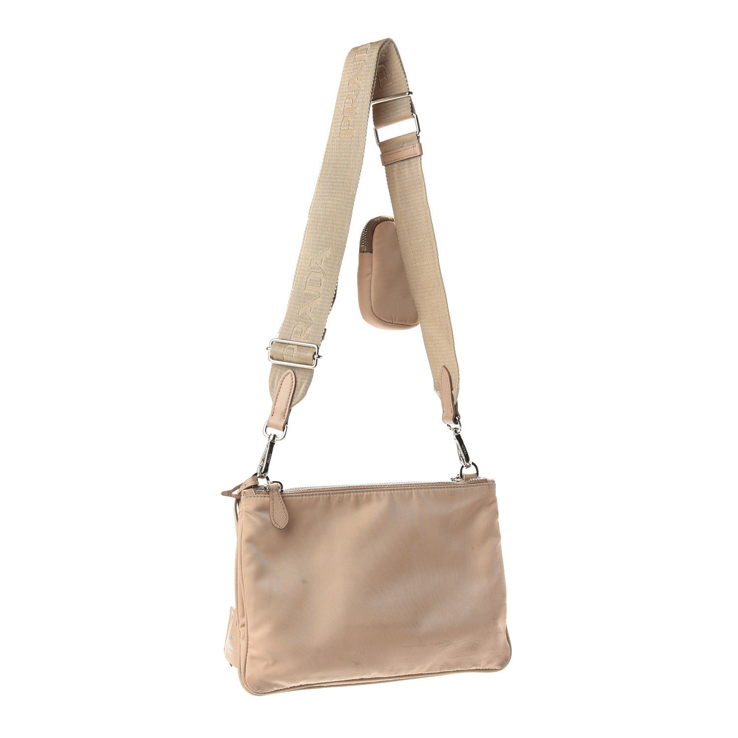 Re-Nylon Saffiano Re-Edition 2000 Double Zip Crossbody Bag Cammeo