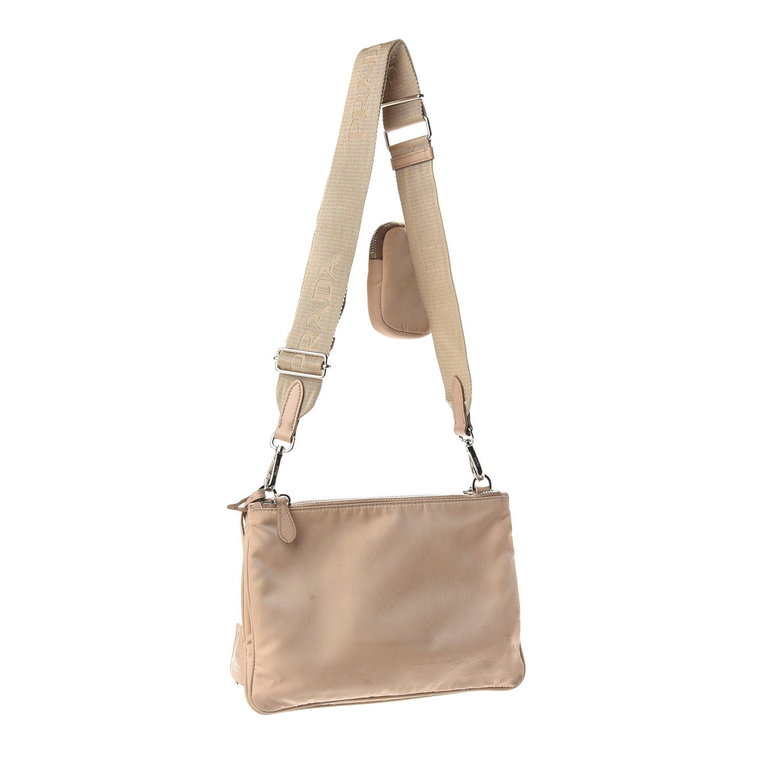 Prada Re-Nylon Saffiano Re-Edition 2000 Double Zip Crossbody Bag Cammeo 3 of 10
