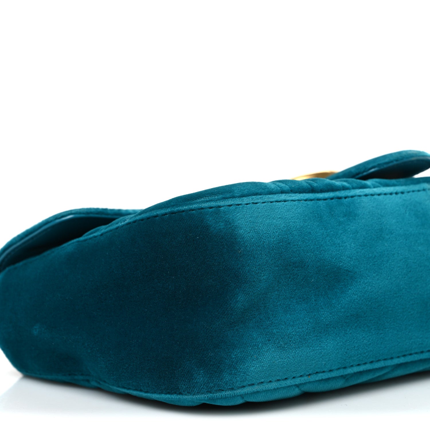 Gucci Velvet Matelasse Small GG Marmont Shoulder Bag Pavone Cyan 9 of 11