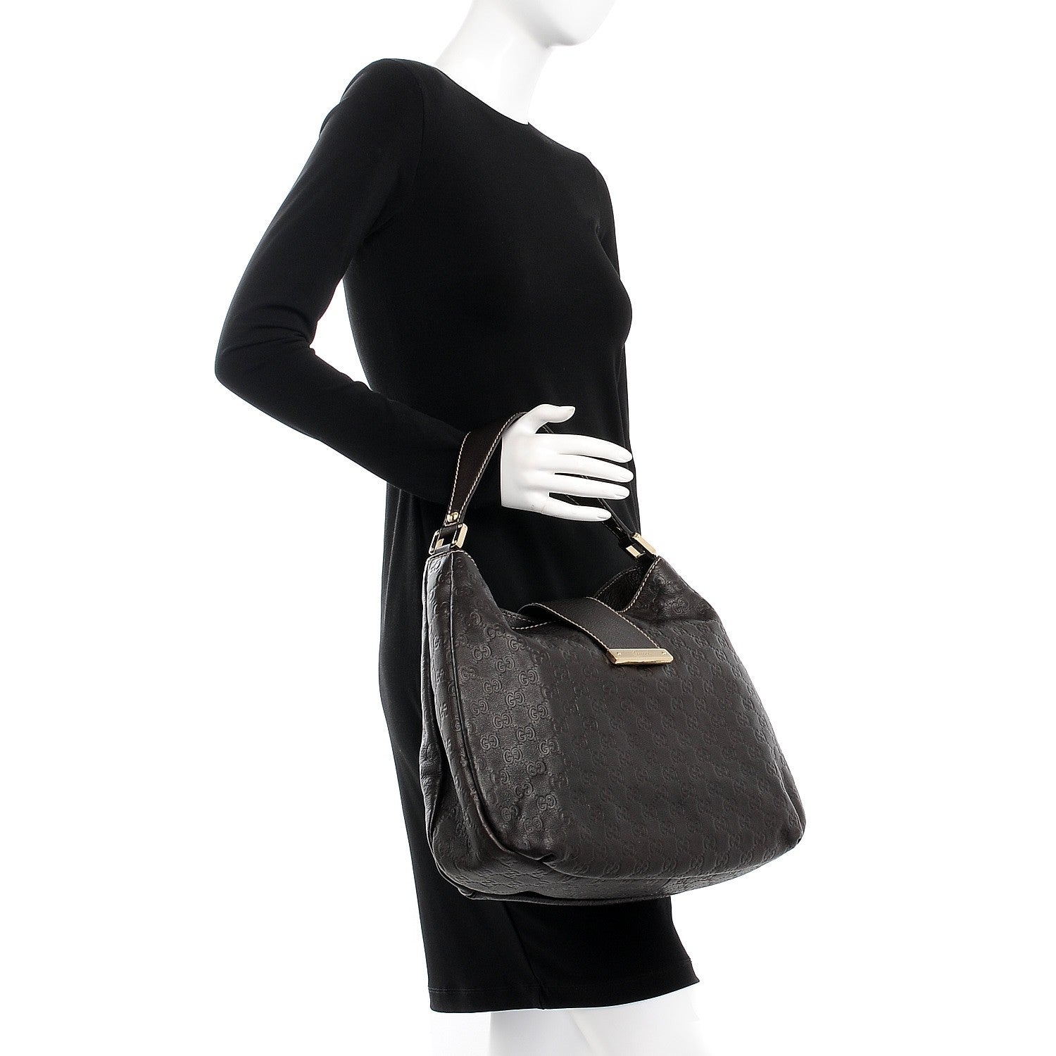 Gucci Guccissima Large New Ladies Web Hobo Dark Brown 2 of 7
