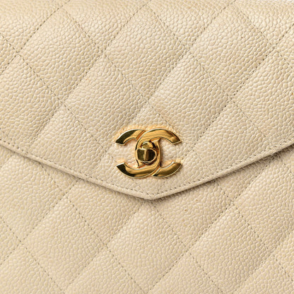 Chanel Caviar Quilted Envelope Flap Crossbody Light Beige 9 of 14