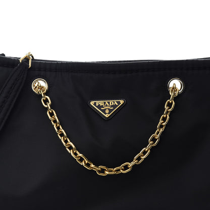 Prada Tessuto Nylon Chain Shoulder Bag Black 7 of 9