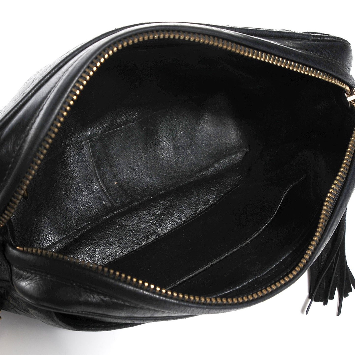 Lambskin Quilted Tassel Camera Case Black