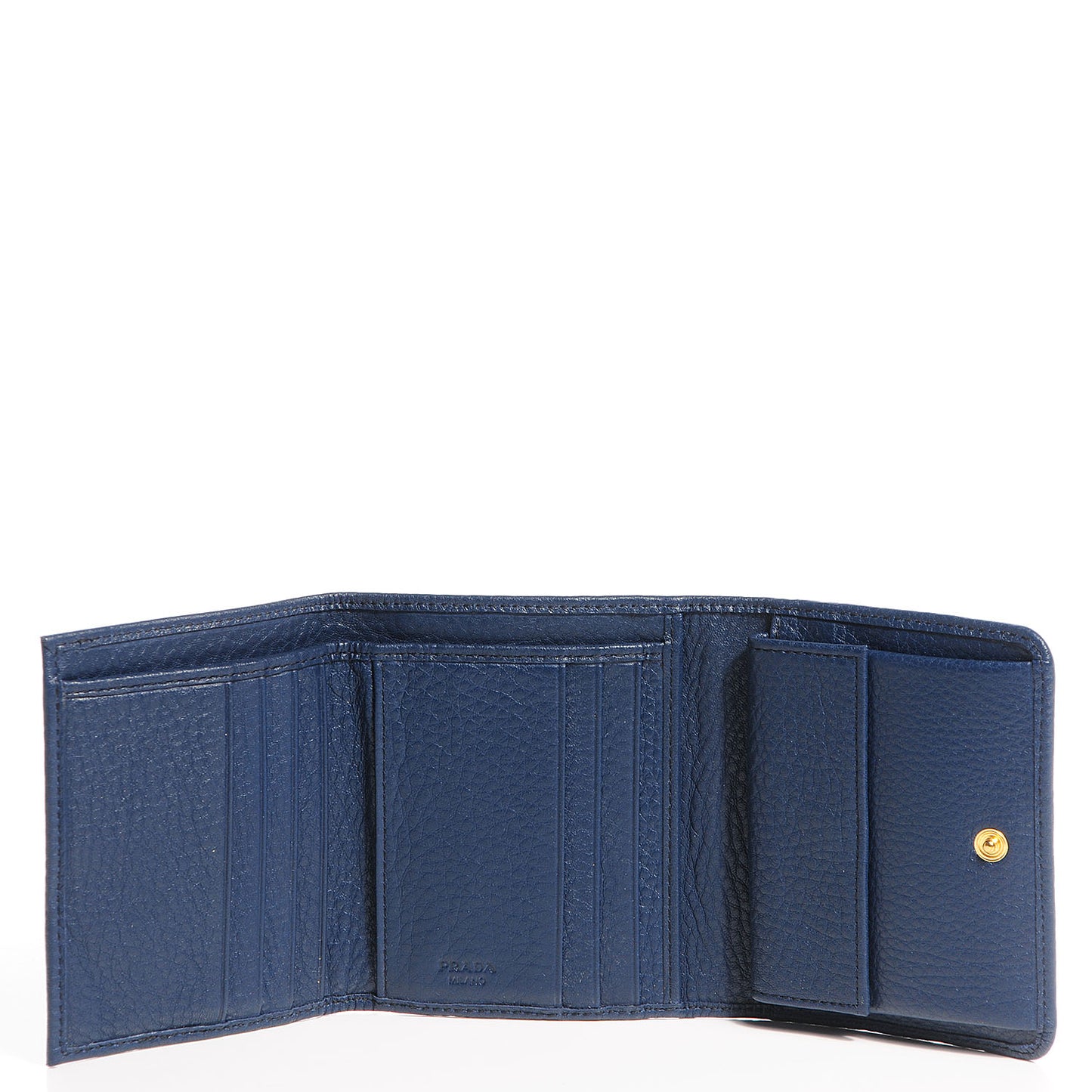 Vitello Daino Metal Tri-Fold Wallet Bleuette