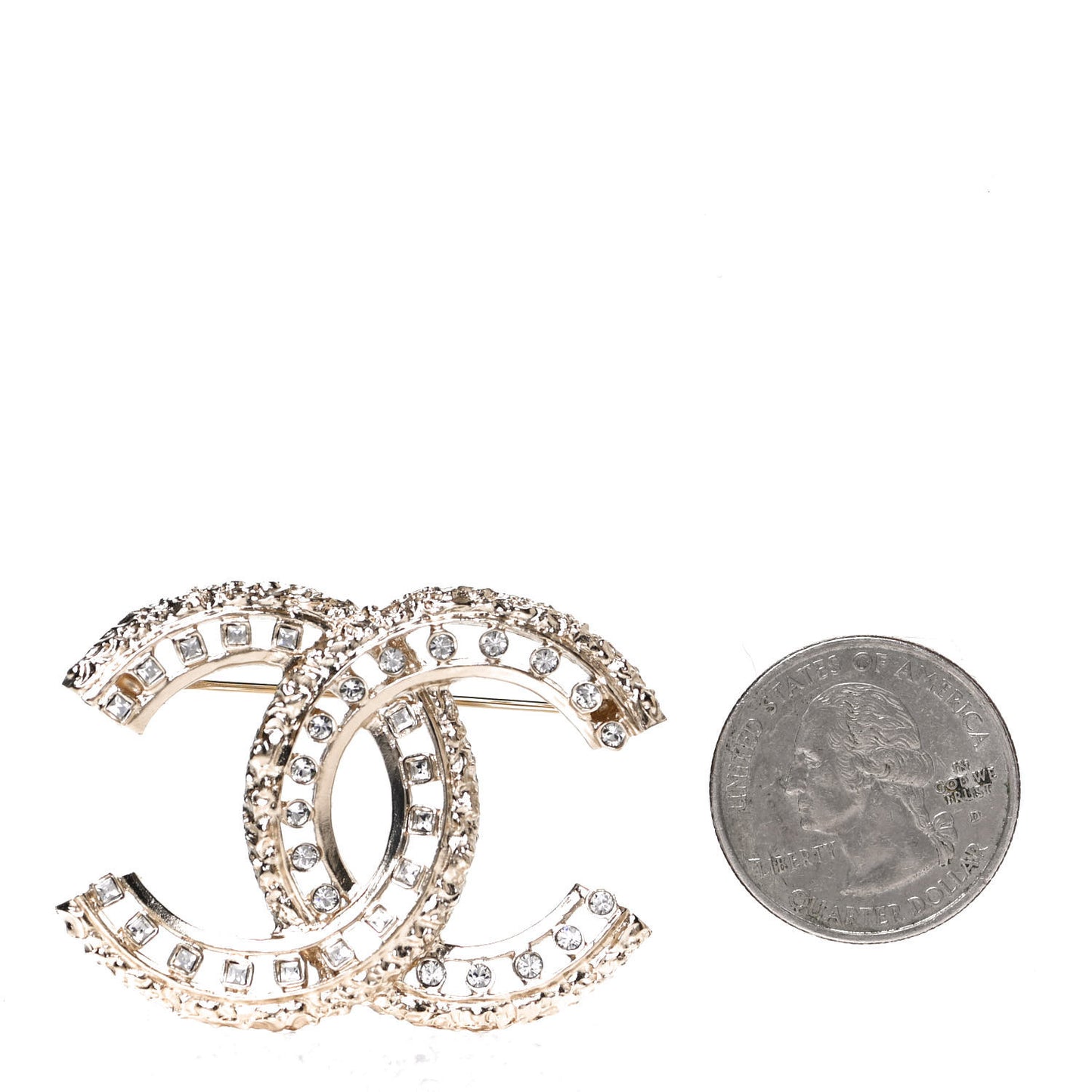 Crystal CC Brooch Light Gold