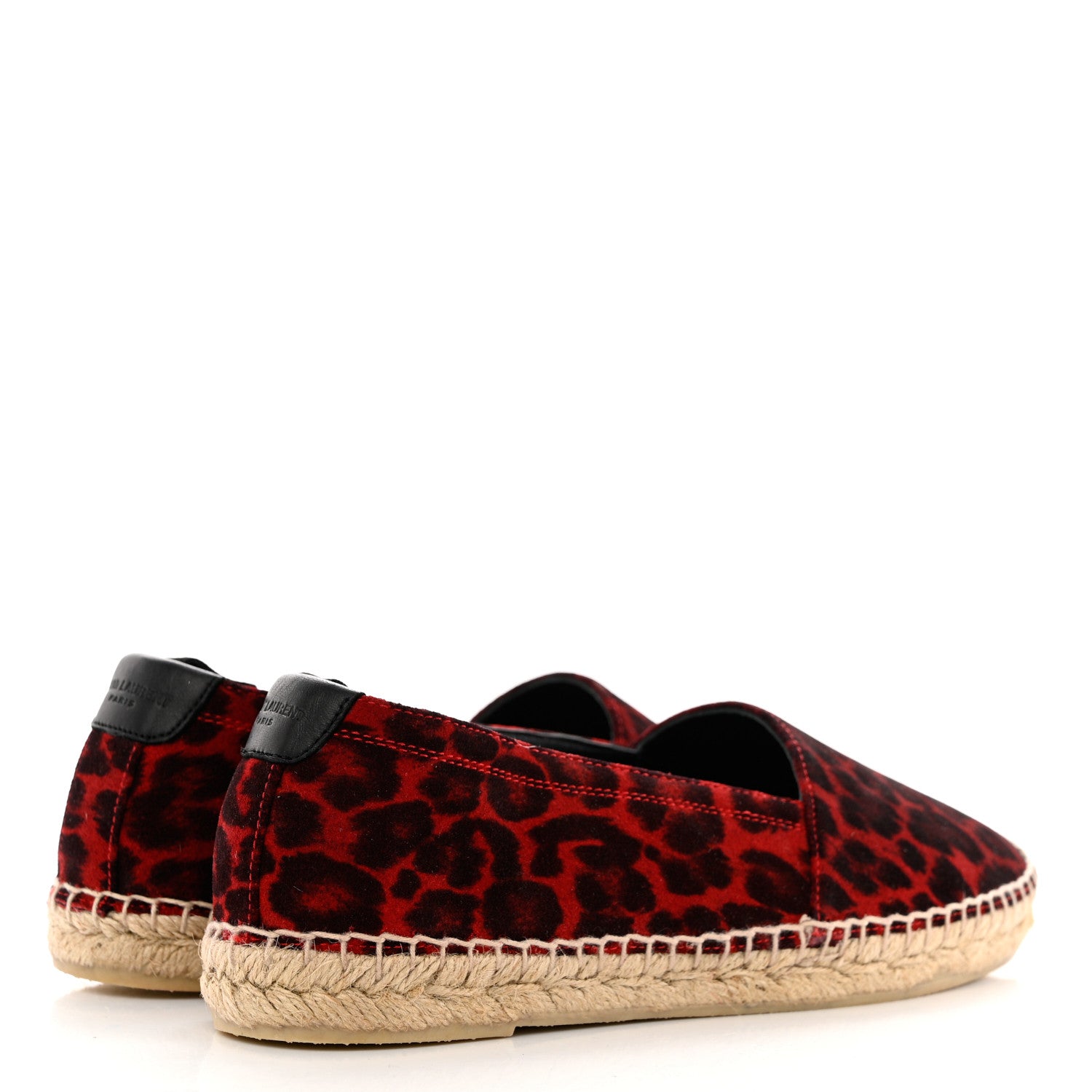 Saint Laurent Canvas Leopard Print Espadrilles 37 Red Black 4 of 9