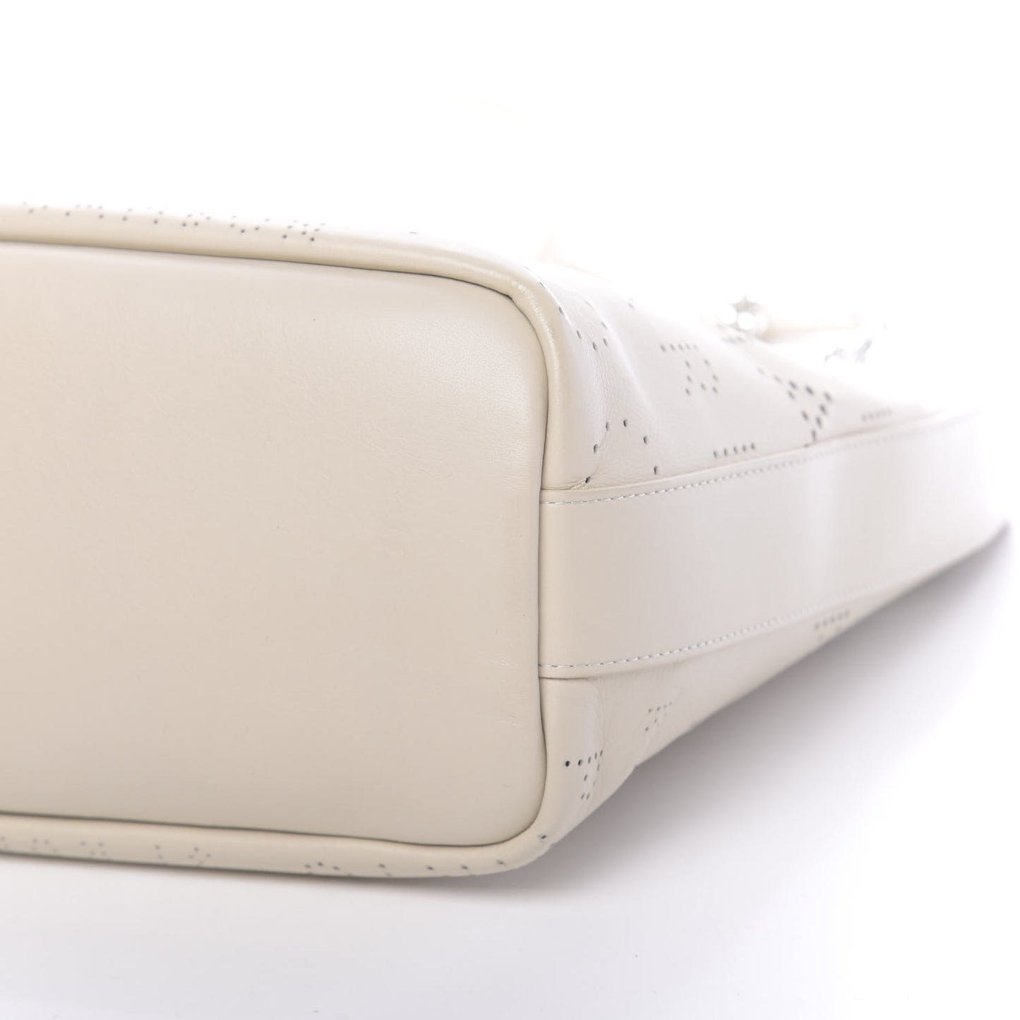 Calfskin Tweed Small Logo Eyelets Shopping Tote Beige