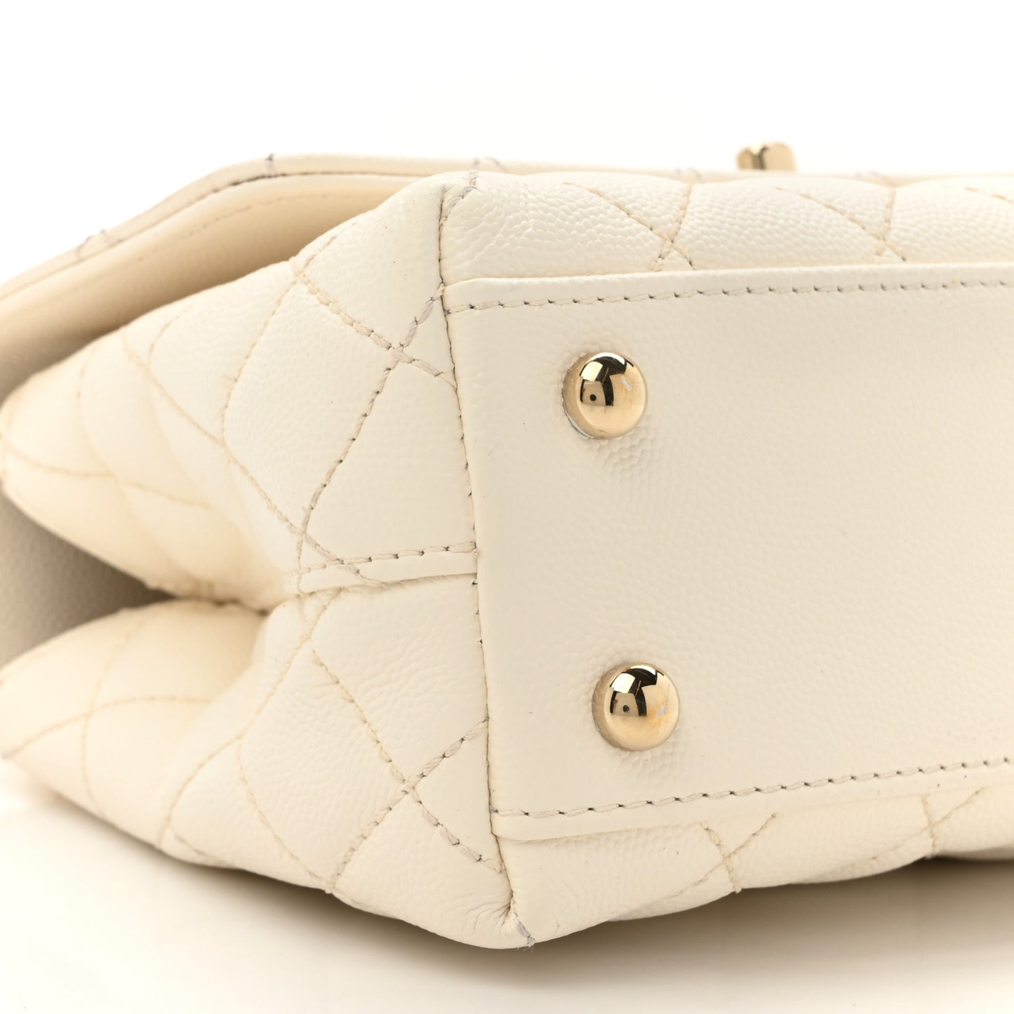 Caviar Quilted Mini Coco Handle Flap White